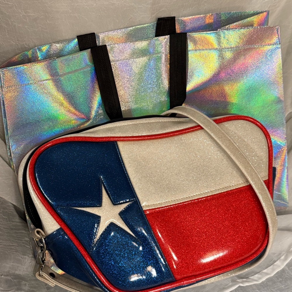 Double K Originals Red White & Blue crossbody bag Star Texas Vinyl Glitter gift💝 - Picture 9 of 16